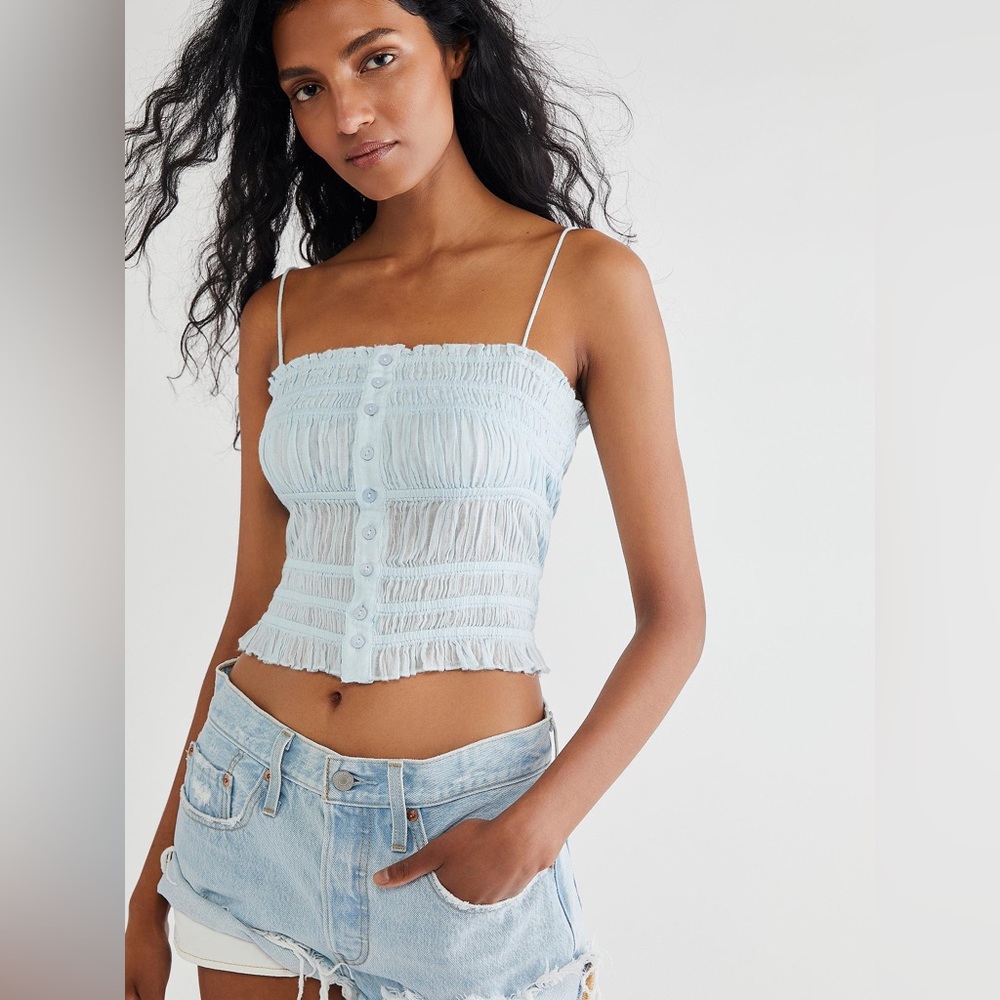 FREE PEOPLE Light Blue Meridien Corset Top SIZE:S